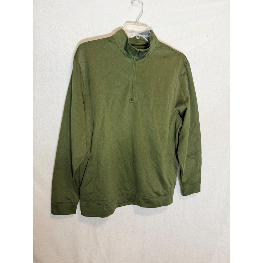 Pro Tour CoolPlay Mens Large Olive Green Quarter Zip Pullover Golf Shirt 31104